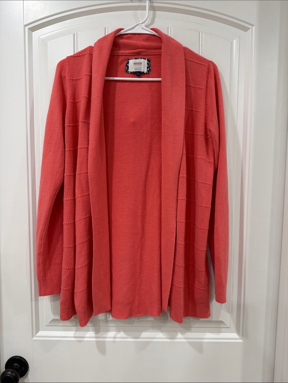 EUC Open-Front Coral Cardigan Sweater Maine New England